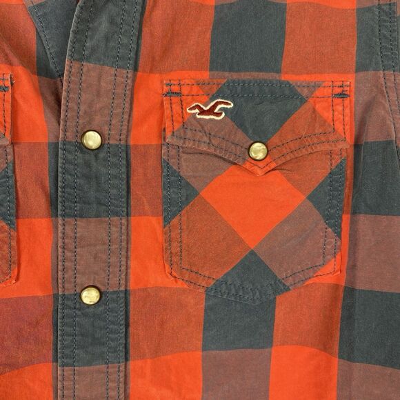 Hollister Shirt Mens Sz S Red Plaid Long Sleeve Button Country Western Rodeo - Picture 4 of 7